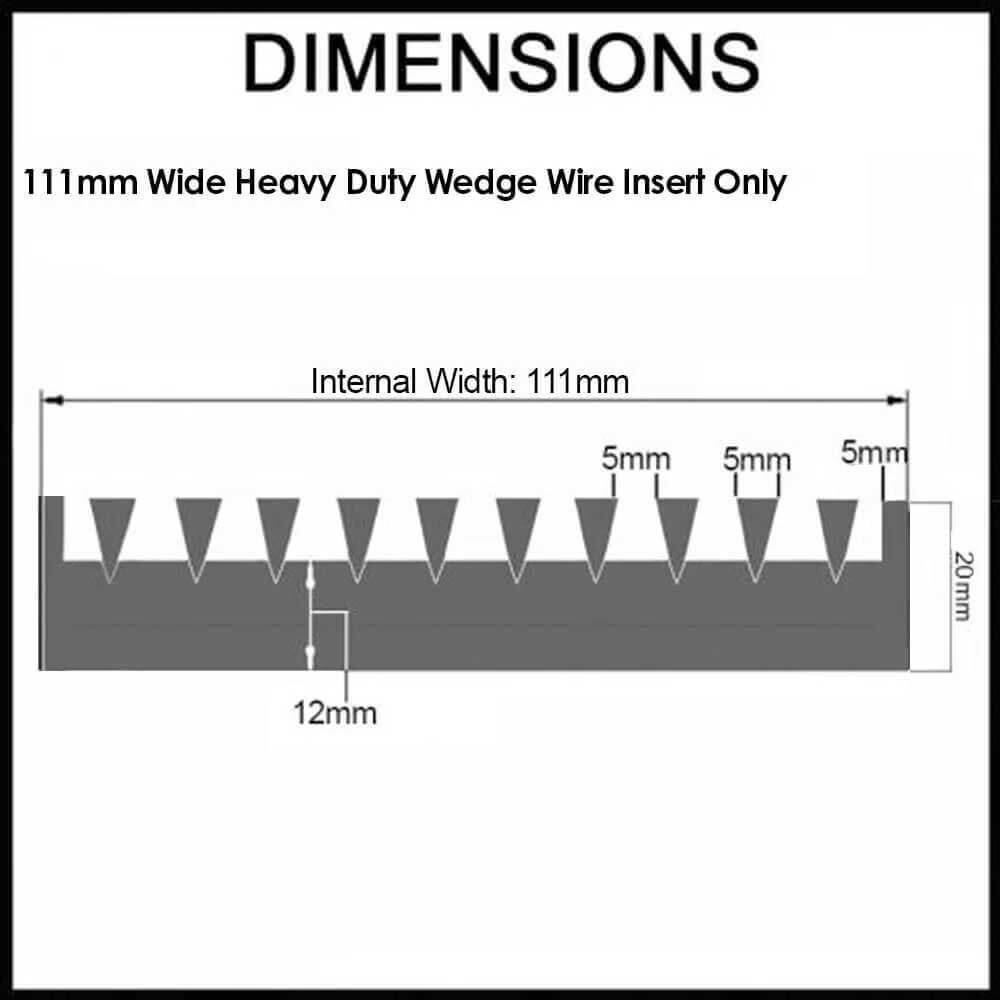 dimension diagram for Draintek Wedge Wire Heavy Duty Driveway Drain