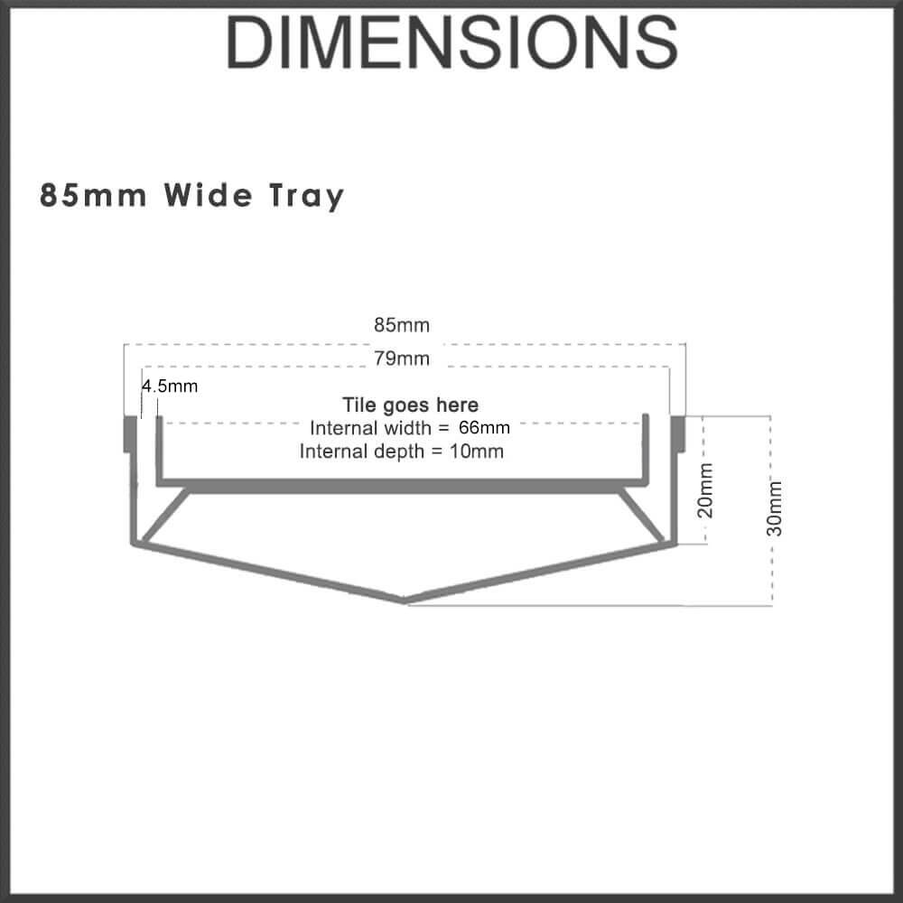 stainless steel 85mm wide shower grate with tile insert dimensions