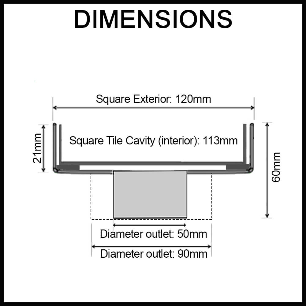 tile insert floor waste dimensions